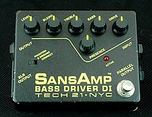 Tech 21 SansAmp Bass Driver DI, for bass guitar. Tech 21 SansAmp Bass Driver DI.jpg