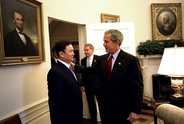 U.S. President George W. Bush meets with Prime Minister Thaksin Shinawatra of Thailand in the Oval Office Tuesday, June 10, 2003