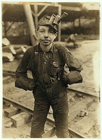 Tipple Boy, Turkey Knob Mine, MacDonald, West Virginia. photograph by Lewis Hine, 1908 during the height of coal mining in the New River Coalfield Tipple Boy.jpg