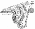Schemat z 1914 konstrukcji transzei z ławką strzelecką osłoniętą przedpiersiem