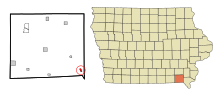 Thumbnail for File:Van Buren County Iowa Incorporated and Unincorporated areas Farmington Highlighted.svg