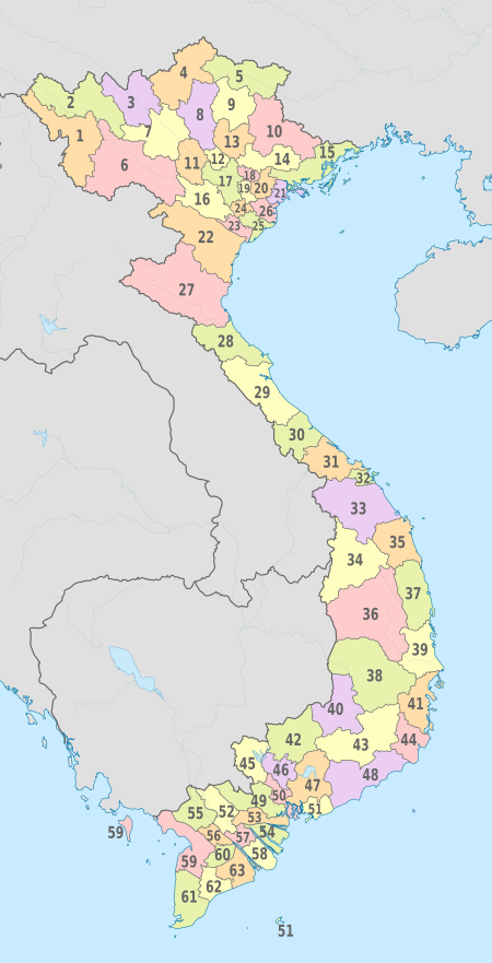 Tập tin:Vietnam, administrative divisions - Nmbrs - colored.svg