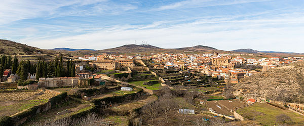 View of the old town of Ágreda, Castile and León, Spain. Ágreda was a significant town in the Middle Age as strategic border location between the kingdoms of Castile, Aragon and Navarre. The town has a very diverse monumental heritage as it was an important center of the arts and handcrafts where Christians, Jews and Arab-descendants lived in peace. Ágreda is also known as "The Town of the Three Cultures".