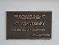 English: Plaque commemorating the 60th anniversary of World War II on the war memorial in Werris Creek, New South Wales
