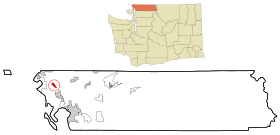 Whatcom County Washington Incorporated and Unincorporated areas Custer Highlighted.svg