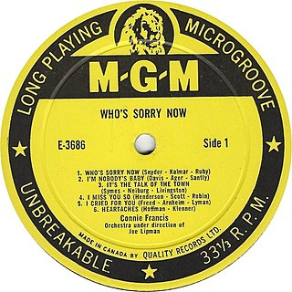 <i>Whos Sorry Now?</i> (Connie Francis album) 1958 studio album by Connie Francis