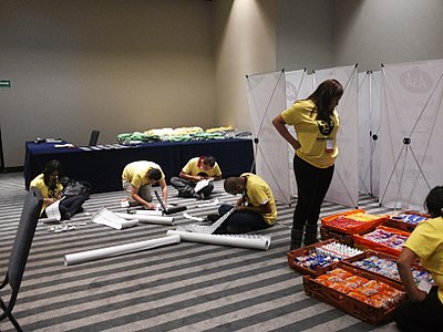Preparing participants bags