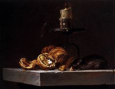 Вілем ван Алст. «Нацюрморт з мышшу і свечкай», 1647
