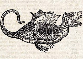 画像5：エドワード・トプセル(en:Edward Topsell)『四足獣誌および蛇の話（原題：The History of Four-Footed Beasts and Serpents）』に掲載の1図。1658年の木版画。