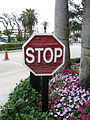 Wooden stop sign in Boca Raton, Florida