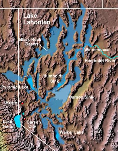 Extent of prehistoric Lake Lahontan