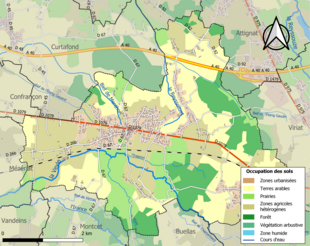 Barevná mapa znázorňující využití půdy.