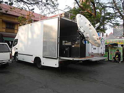 An ABS-CBN OB van transmitting a satellite feed