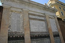 Wall of plaques in the Porta Pia Breach 0281 - Roma - Breccia di Porta Pia - Monumento - Foto Giovanni Dall'Orto, 7-Apr-2008.jpg