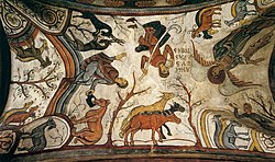 The Angel appearing to the Shepherds, fresco of the 12th century, Basilica of San Isidoro, Leon 12th century unknown painters - The Annunciation to the Shepherds - WGA19696.jpg