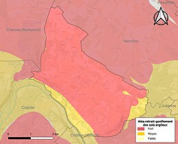 Carte des zones d'aléa retrait-gonflement des sols argileux de Boutiers-Saint-Trojan.