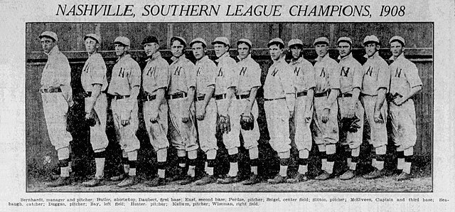 The 1908 Nashville Vols won the Southern Association pennant on the last day of the season.