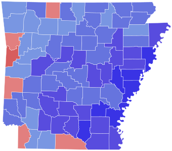 Results of the 1978 Arkansas gubernatorial election. Clinton won the counties in blue.