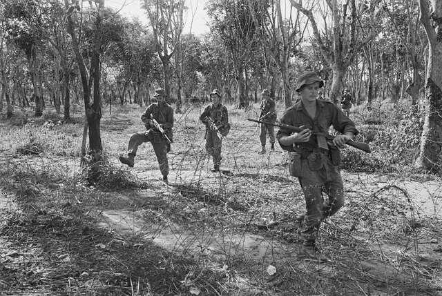 1 RAR soldiers patrolling near Fire Support Base Coral in June 1968
