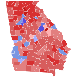 2004 United States Senate election in Georgia results map by county.svg