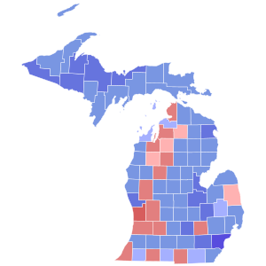 2006 United States Senate election in Michigan results map by county.svg