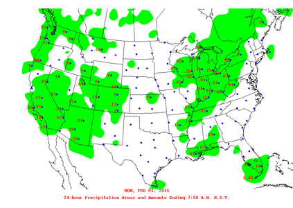 2016-02-01 24-hr Precipitation, NOAA.