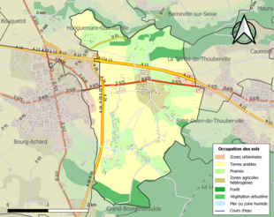 Barevná mapa znázorňující využití půdy.