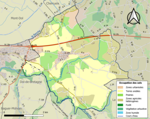 Kolorowa mapa przedstawiająca użytkowanie gruntów.