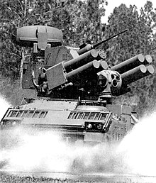 Evaluation in 1987 on a Bradley chassis, with a 25 mm autocannon. ADATS fording.jpg