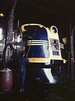 An EMD FT owned by Santa Fe Railroad being serviced during World War II