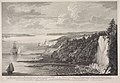 An early 1760s engraving of Montmorency Falls by William Elliott from a drawing made by Captain Hervey Smythe, Major General James Wolfe's aide-de-camp, on July 31, 1759, from the British Army's encampment, two months before the Battle of Quebec.
