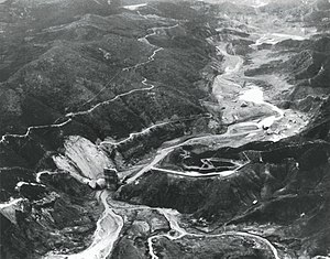 Looking downstream in San Francisquito canyon after dam collapse Aftermath Canyon.jpg