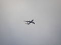 An Airbus A380 flying over Fremont California