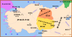 1097年尼西亞圍城戰前的安納托利亞地圖，橘色部分為達尼什曼德王朝的勢力範圍