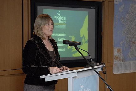 Anne Lorne Gillies speaking publicly in the Scottish Gaelic language