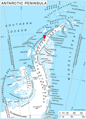 Місцезнаходження півострова Київ на Землі Ґреяма, Антарктичний півострів