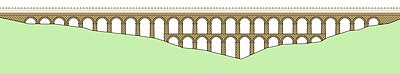 Illustration of the roman aqueduct Aqüeducte de les Ferreres near Tarragona Catalonia, Spain