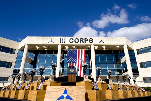 President Barack Obama speaks outside of III Corps headquarters, Fort Cavazos, Texas