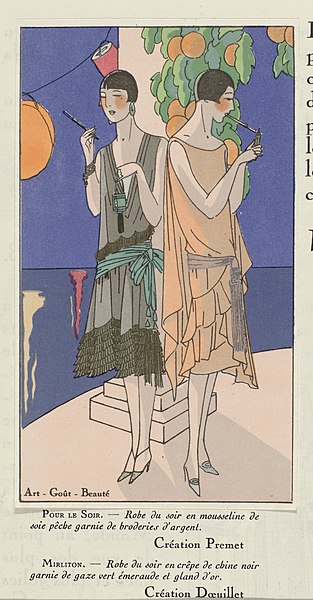 File:Art - Goût - Beauté, Feuillets de l' élégance féminine, Février 1926, No. 66, 6e Année, p. 12 Création Premet Création Doeuillet, RP-P-2009-4182-12A.jpg