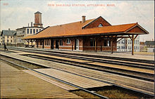 Early postcard of the northbound building Attleboro station early postcard.JPG