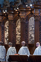 Religiuos service and monk choir. Heiligenkreuz Abbey, Austria