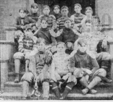 The Tusculum Pioneers were the only team to score against the Baker-Himel football team (pictured) in 1903. Baker-Himel football team, 1903.png