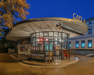 Former waiting hall of the Reichspostdirektion in Bamberg, now a café Photograph: Ermell