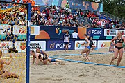 Deutsch: Beachhandball Europameisterschaften 2019 (Beach handball Euro); Tag 6: 7. Juli 2019 – Spiel um Platz Drei, Frauen, Kroatien-Niederlande 0:2 (14:23, 20:22) English: Beach handball Euro; Day 6: 7 July 2019 – Women's Bronze Medal Match – Croatia-Netherlands 0:2 (14:23, 20:22)