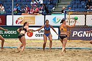 Deutsch: Beachhandball Europameisterschaften 2019 (Beach handball Euro); Tag 6: 7. Juli 2019 – Spiel um Platz Drei, Frauen, Kroatien-Niederlande 0:2 (14:23, 20:22) English: Beach handball Euro; Day 6: 7 July 2019 – Women's Bronze Medal Match – Croatia-Netherlands 0:2 (14:23, 20:22)