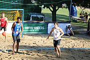 Deutsch: Beachhandball Europameisterschaften 2019 (Beach handball Euro); Tag 4: 5. Juli 2019 – Männer, Viertelfinale, Dänemark-Frankreich 2:0 (19:14, 12:10) English: Beach handball Euro; Day 4: 5 July 2019 – Quarter Final Men – Denmark-France 2:0 (19:14, 12:10)