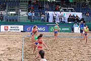 Deutsch: Beachhandball Europameisterschaften 2019 (Beach handball Euro); Tag 4: 5. Juli 2019 – Frauen, Viertelfinale, Kroatien-Ukraine 2:0 (21:20, 21:18) English: Beach handball Euro; Day 4: 5 July 2019 – Quarter Final Women – Croatia-Ukraine 2:0 (21:20, 21:18)