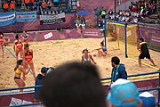 Deutsch: Beachhandball bei den Olympischen Jugendspielen 2018; Tag 5, 10. November 2018; Mädchen, Hauptrunde - Kroatien-Argentinien 1:2 English: Beach handball at the 2018 Summer Youth Olympics at 11 October 2018 – Girls Main Round – Croatia-Argentina 1:2