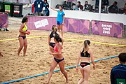 Deutsch: Beachhandball bei den Olympischen Jugendspielen 2018; Tag 6, 12. Oktober 2018; Mädchen, Hauptrundenspiel – Chinesisch Taipei (Taiwan)-Paraguay 0:2 English: Beach handball at the 2018 Summer Youth Olympics at 12 October 2018 – Girls Main Round – Chinese Taipei (Taiwan)-Paraguay 0:2