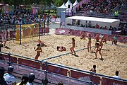 Deutsch: Beachhandball bei den Olympischen Jugendspielen 2018; Tag 4, 10. Oktober 2018; Mädchen, Vorrunde, Gruppe A - Ungarn-Chinese Taipei (Taiwan) 2:0 English: Beach handball at the 2018 Summer Youth Olympics at 10 October 2018 – Girls Preliminary Round Group A‎ – Hungary-Chinese Taipei 2:0